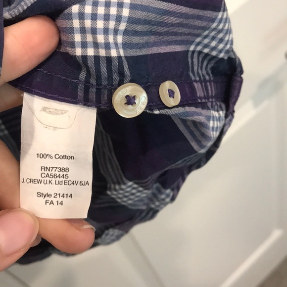 J. Crew Slim Fit Purple Plaid Button Up Size M - Picture 6 of 7